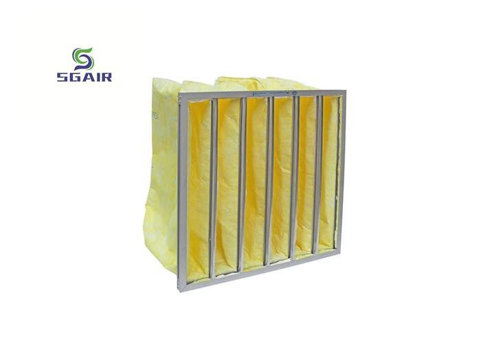H13 5μM Aluminium Bag Filter Kuning dengan Kapasitas Tahan Bubuk Besar