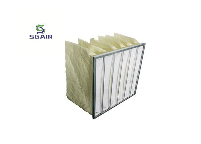 Filter Udara Hepa Bag Berwarna Logam Dengan Pita Kompresi GI Galvanis