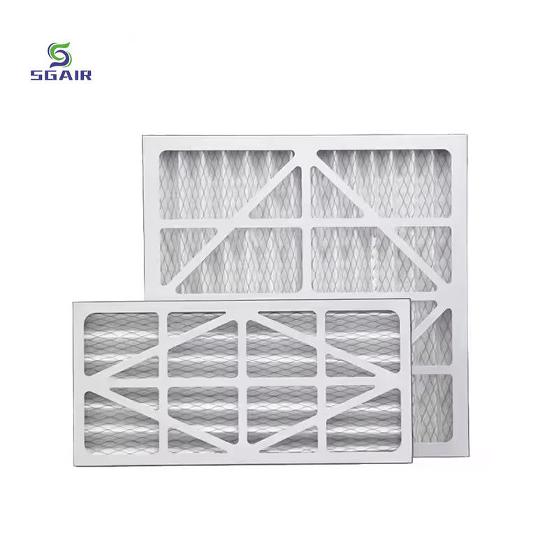 Kerangka Kardus Putih HVAC Filter Udara Pleated Komersial Untuk AC