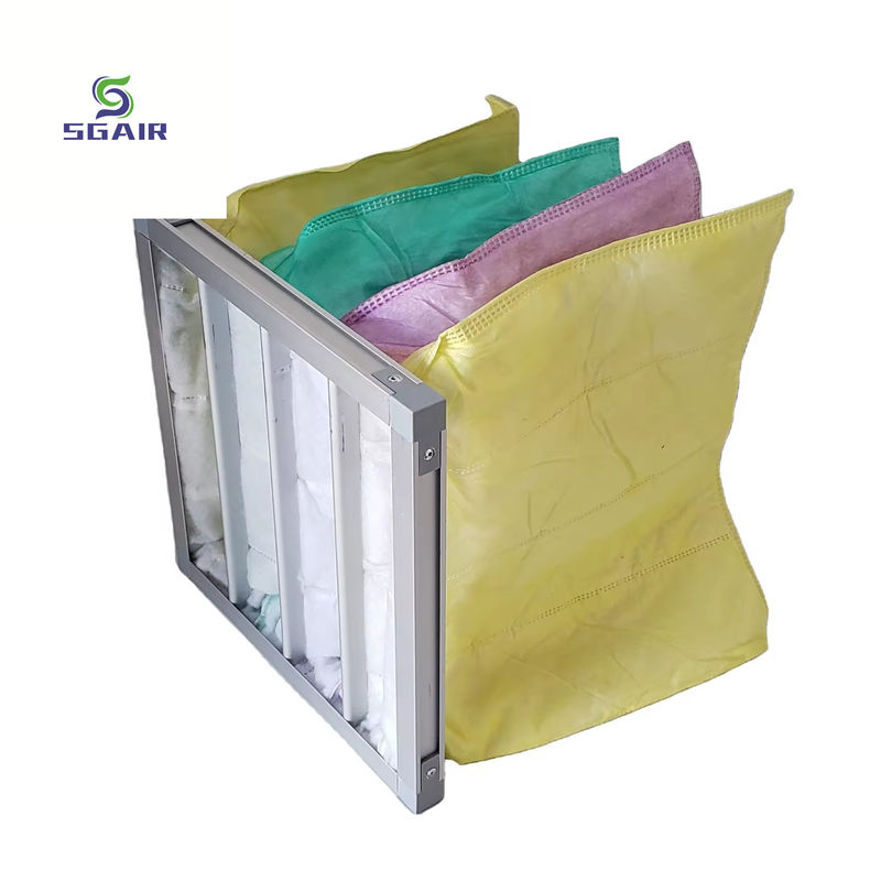 Fiberglass Pocket Filter yang disesuaikan 99,97% H13~H14 Anti Korosi